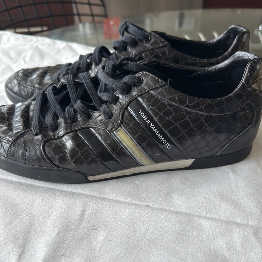 Yohji Yamamoto Y3 Black Men's Shoes Croc Embossed Leather